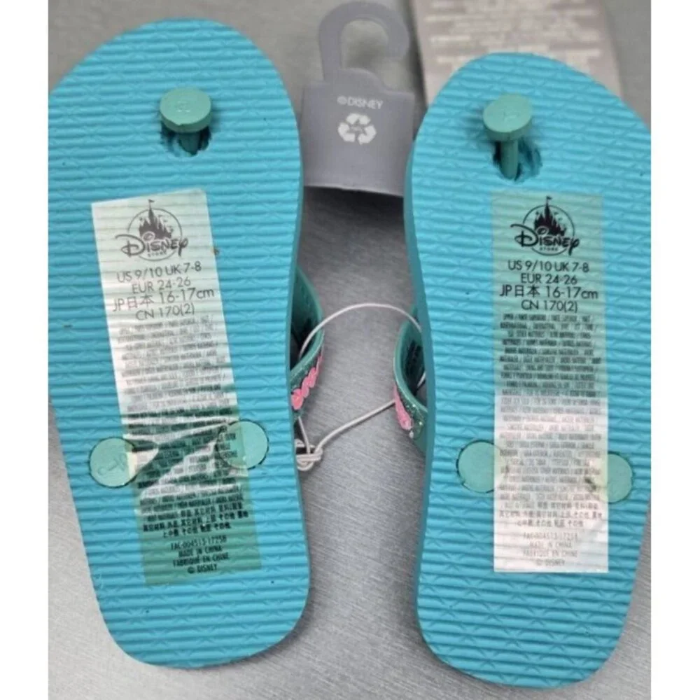 Disney Store Princess Ariel Flip Flops Sandals Shoes Girl Size 9/10